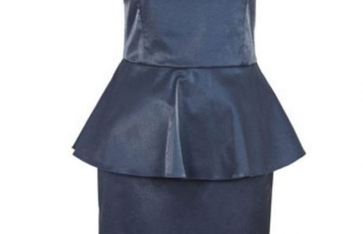 Rochie albastra peplum din satin model D1632