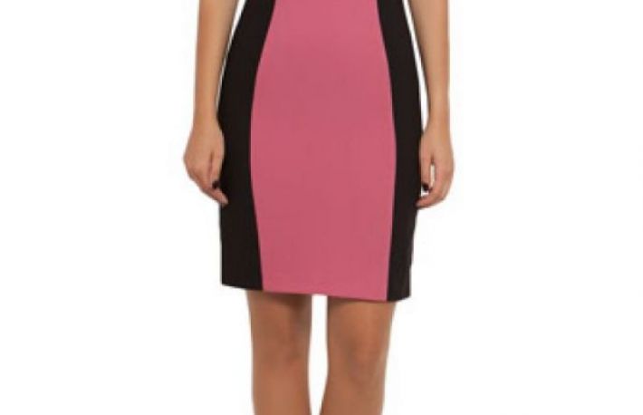 Rochie negru cu roz din stofa model VALEY