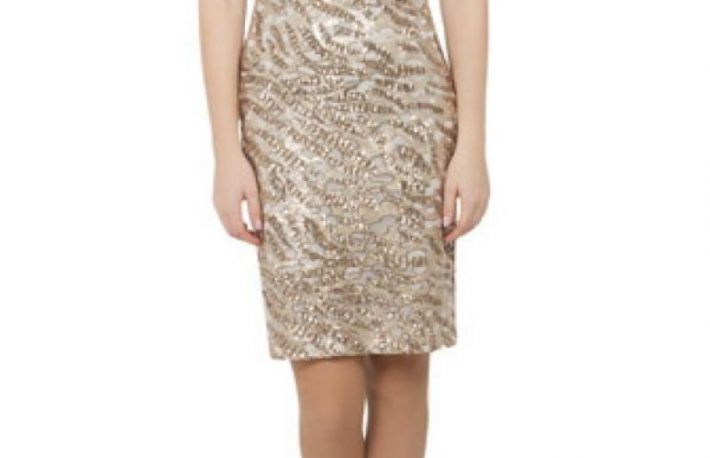 Rochie Modas aurie cu spatele gol model R230-2