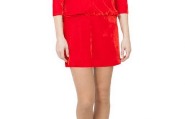 Rochie Modas rosie din catifea model R98