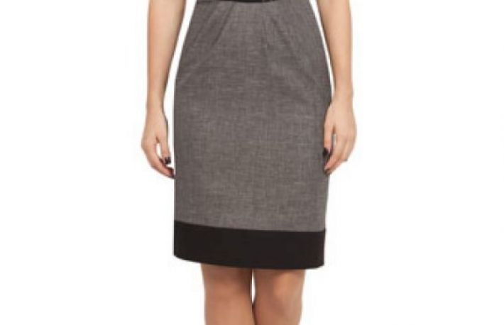 Rochie gri cu negru din stofa model R339