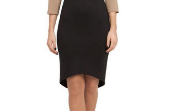 Rochie bej cu negru din bumbac model R332