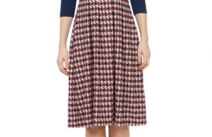 Rochie bleumarin cu imprimeu pepit model CI1101