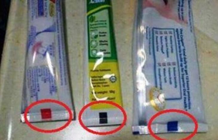  Afla ce indica patratelul colorat de pe tubul pastei de dinti